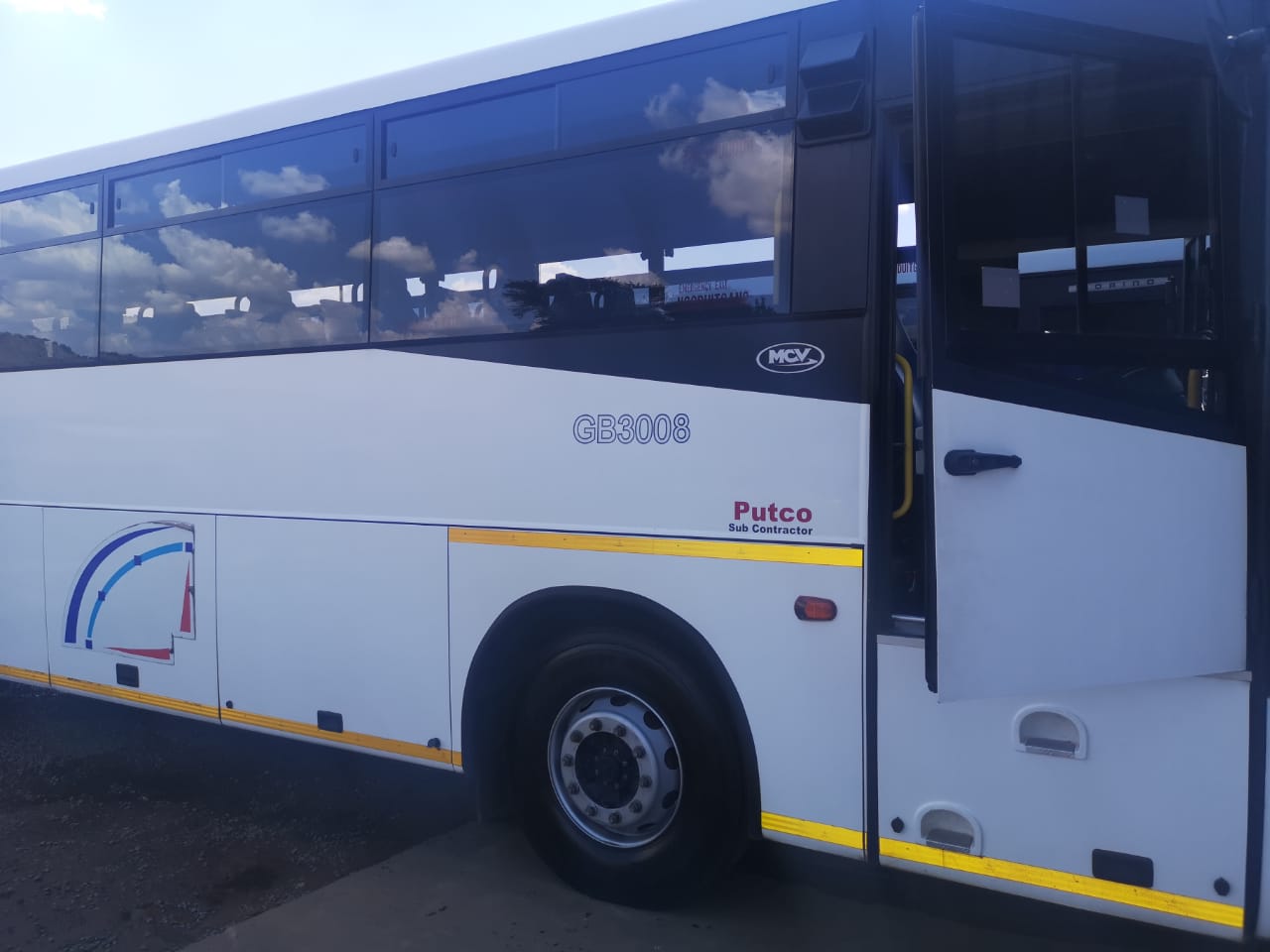 Freshly cleaned Putco bus exterior